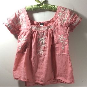 J Crew Pink Flower Embroidered Blouse Small